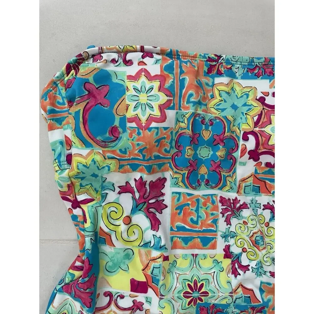 Liz Claiborne Swimsuit One Piece Patchwork Beach Summer FLAW